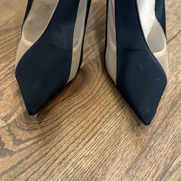 Jimmy Choo Mugler Black and Tan Striped Heels - Picture 4 of 6